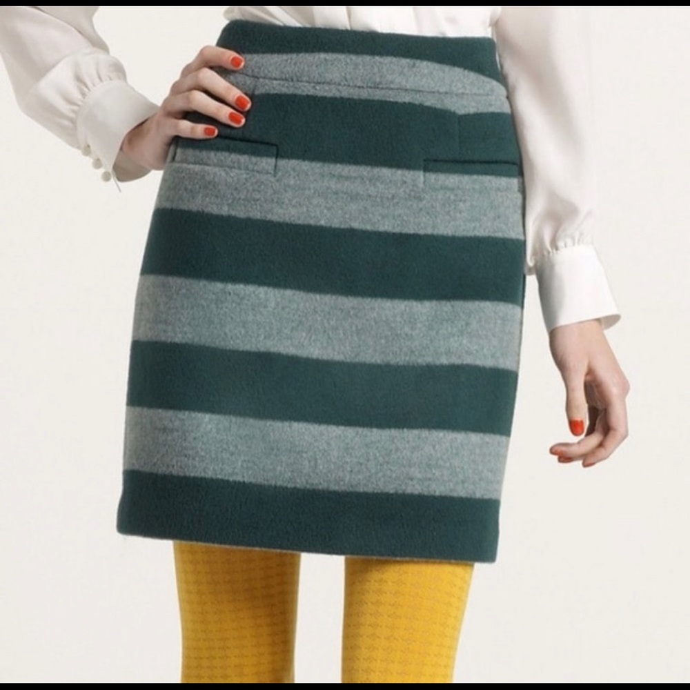 Kaye spade royal green stripe wool skirt ♠️